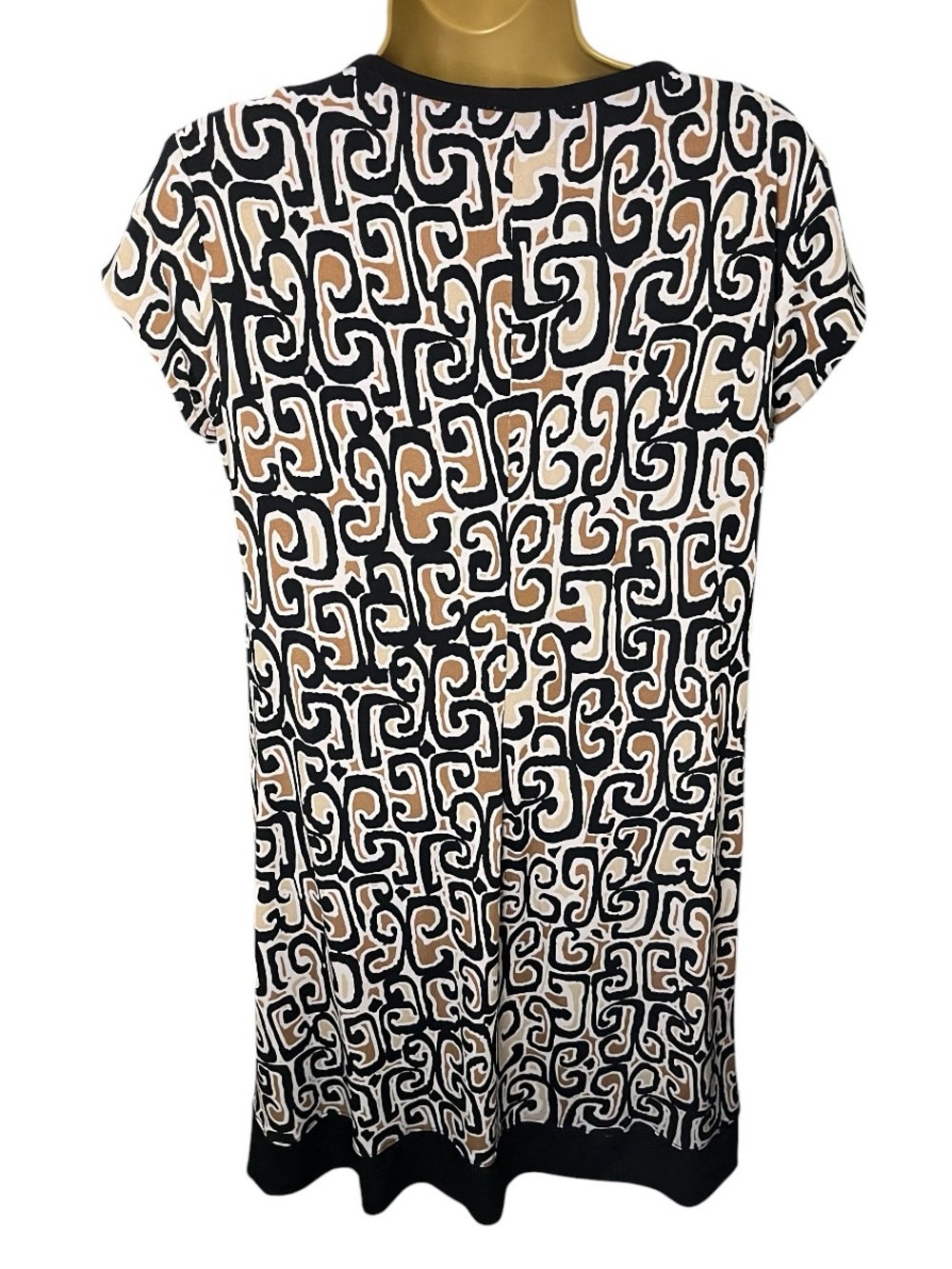 Y2K Rabbit Rabbit Rabbit Designs Shift Dress Geometric Print Black Tan 10 - Picture 3 of 3